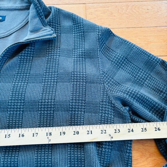 Lands End Mock Neck Pullover 1/4 Zip Mens XL Plaid Gray‎ Sweatshirt Sweater - Picture 3 of 6